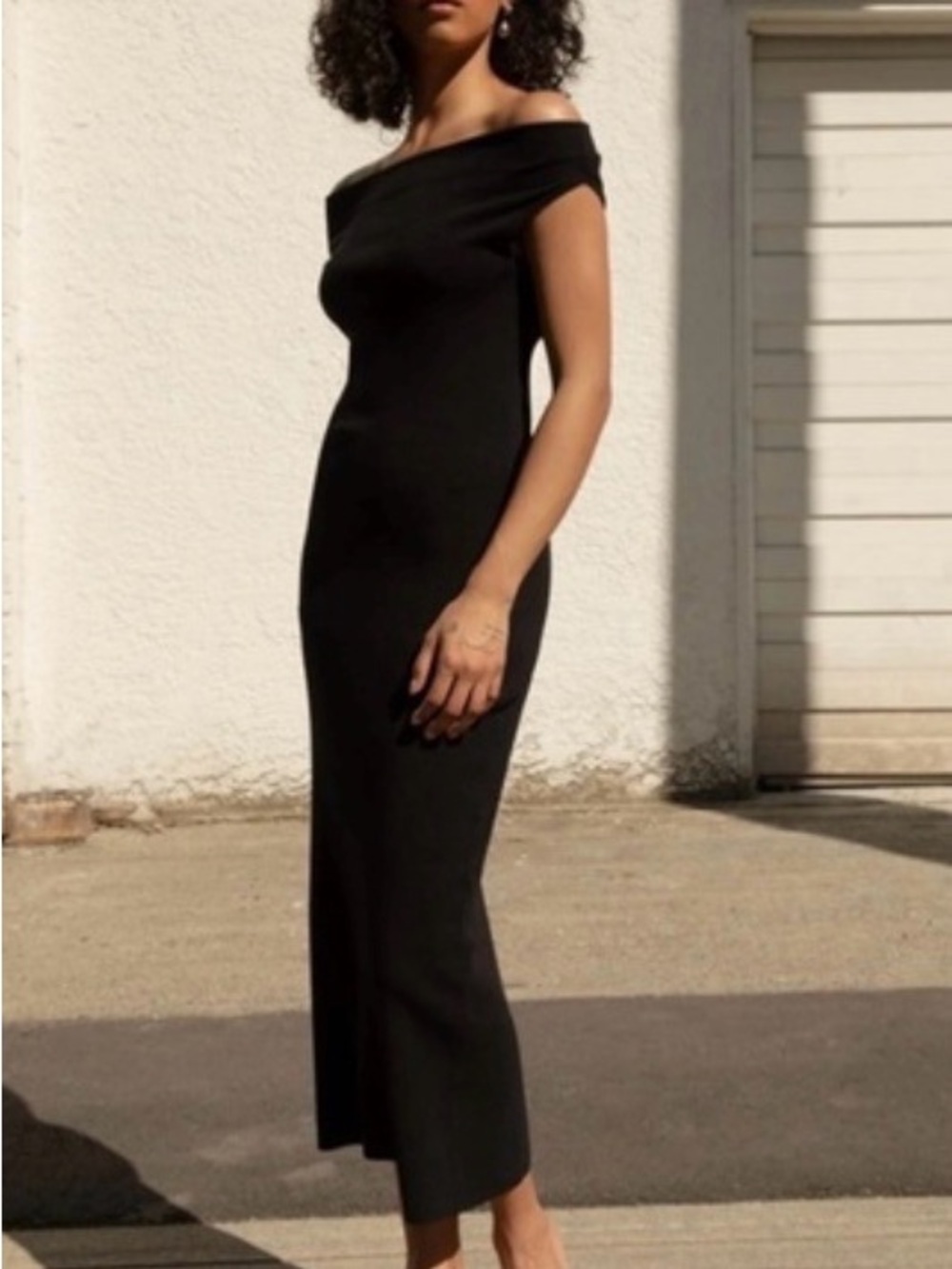 Elegant Black Boatneck Maxi Dress